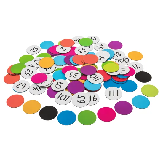 Teachables Large Magnetic 2-Sided Number Counters - Set of 120 - Modern Teaching Aids NZ