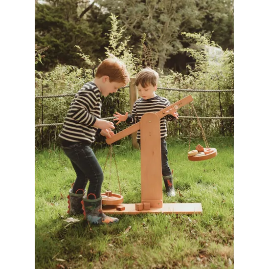 Teachables Wooden Pan Scale & Fraction Blocks - Outdoor Learning Kit