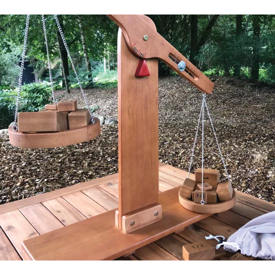 Teachables Wooden Pan Scale & Fraction Blocks - Outdoor Learning Kit