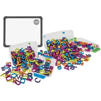 Teachables Magnetic Whiteboards x 24 & 480 Ridged Magnetic Letters - Modern Teaching Aids NZ