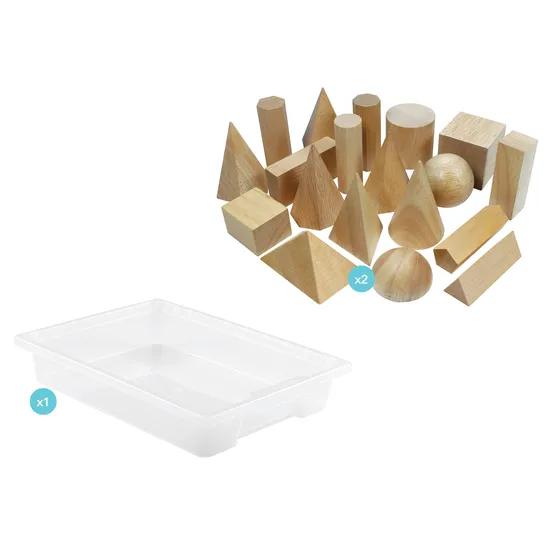 Teachables Wooden Geometric Shapes and Tray - Set of 36