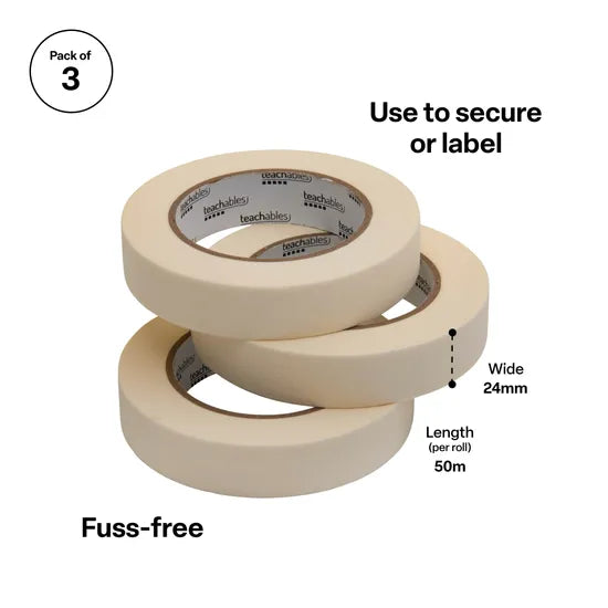 Teachables Masking Tape 24mm x 50m Pk 3 - Modern Teaching Aids NZ