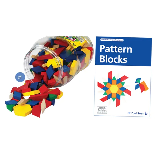 Teachables Pattern Blocks Class Pack - Wooden, Bulk Set