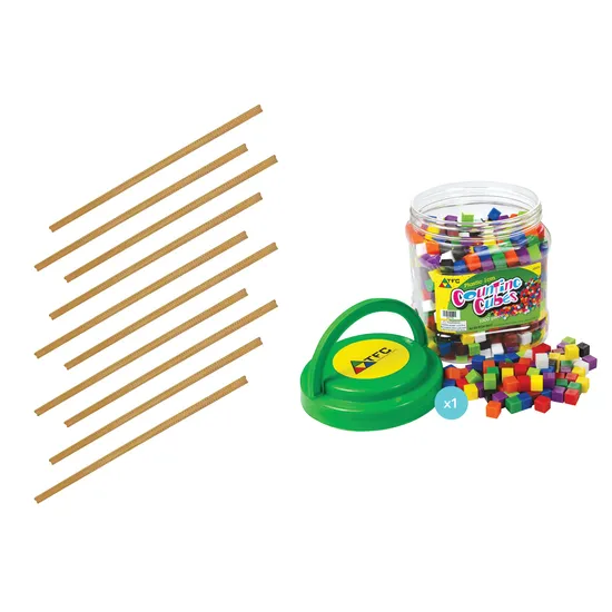 Teachables Grooved Metre Ruler Kit - With Counters, Set of 10 - Modern Teaching Aids NZ