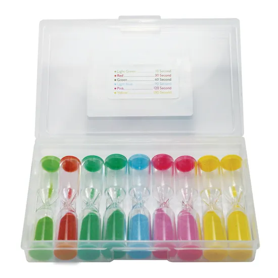 Teachables Sand Timer Set - 1 to 9 Minutes, Set of 9 - Modern Teaching Aids NZ