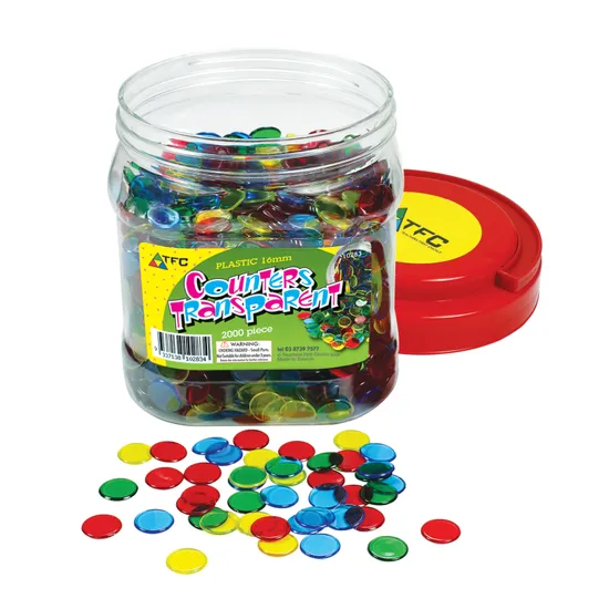 Teachables Transparent Counters - 16 mm, 4 Colours, Pack of 2,000 - Modern Teaching Aids NZ
