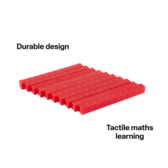 Teachables Base Ten MAB Longs - Plastic, Red, Set of 10 - Modern Teaching Aids NZ