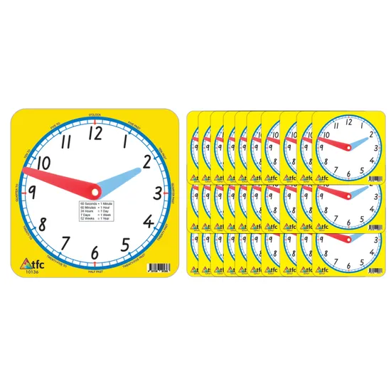 Teachables Clock Class Kit - 12 Hour - Modern Teaching Aids NZ
