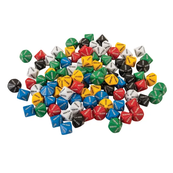 Teachables Dice - 10-Face 00000-90000, Set of 100 - Modern Teaching Aids NZ
