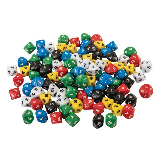 Teachables Dice - 10-Face 1-10, Jar of 100 - Modern Teaching Aids NZ
