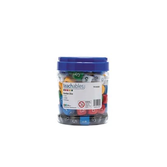 Teachables Dice - 6-Face Polyhedra, 1-6, Jar of 100 - Modern Teaching Aids NZ
