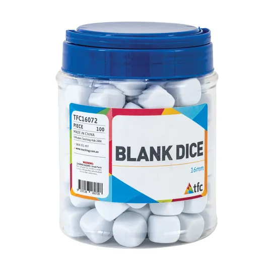 Teachables Blank Dice - 16 mm, Jar of 100 - Modern Teaching Aids NZ