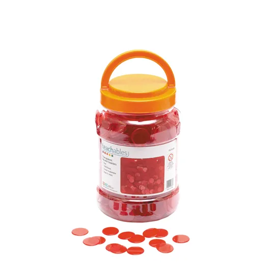 Teachables Counters - Transparent Red, 22 mm, Pack of 1,000 - Modern Teaching Aids NZ