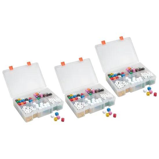 Teachables Dice Set - Assorted Dice, Case of 164, Set of 3 - Modern Teaching Aids NZ