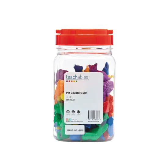 Teachables Pet Counters - 4 cm, Jar of 72 - Modern Teaching Aids NZ