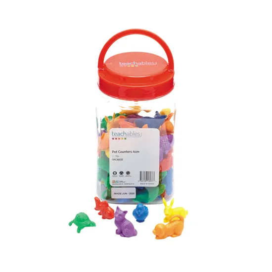 Teachables Pet Counters - 4 cm, Jar of 72 - Modern Teaching Aids NZ