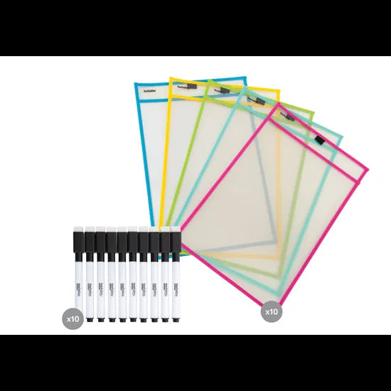 A3 Write & Wipe Sleeves & Pens Kit - Modern Teaching Aids NZ
