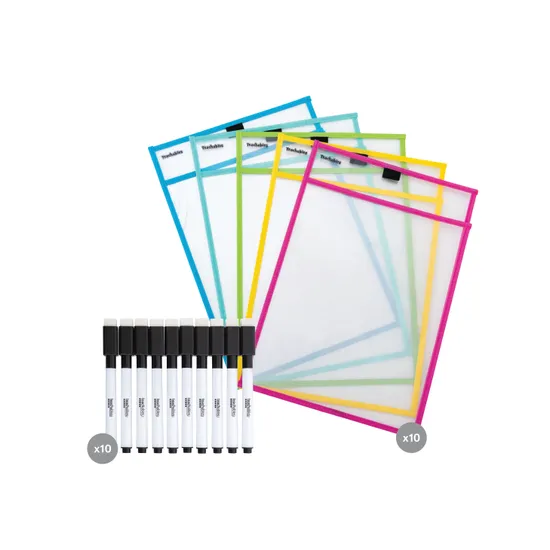 A4 Write n Wipe Sleeves & Pens Kit