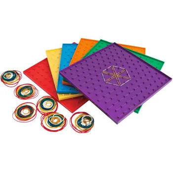 Teachables Rainbow Geoboards - 23 cm, Set of 30 - Modern Teaching Aids NZ