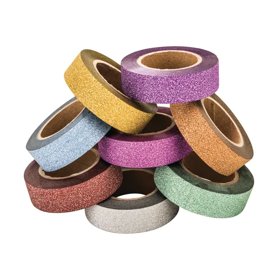 Creatistics Washi Glitter Tape Assorted 10 m- Pack of 8 - Modern Teaching Aids NZ