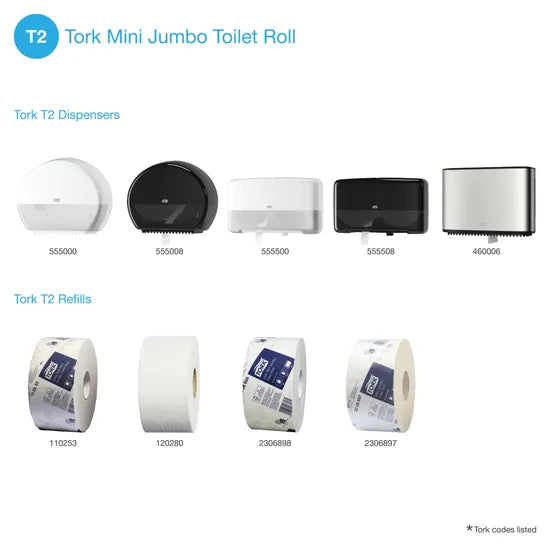 Tork M/Jumbo Toilet 2Ply 200m T2 - Pack of 12 - Modern Teaching Aids NZ