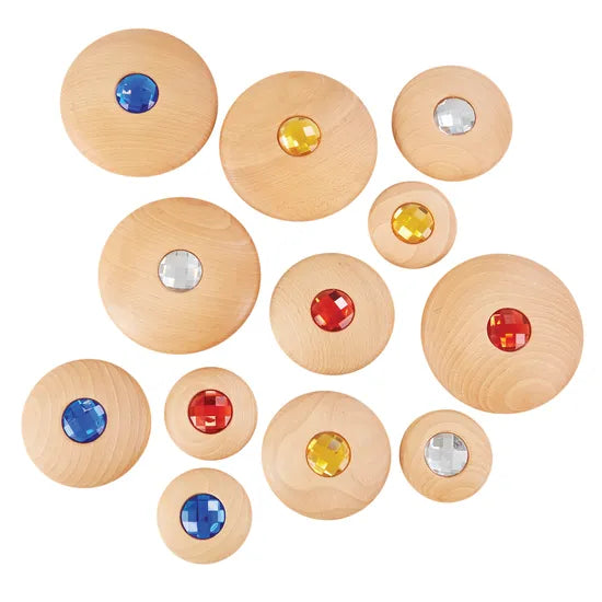 Wooden Jewel Pebbles - 12 pieces - Modern Teaching Aids NZ