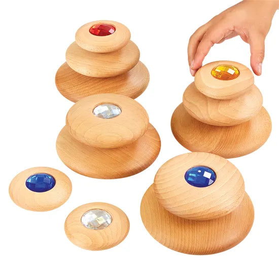 Wooden Jewel Pebbles - 12 pieces - Modern Teaching Aids NZ