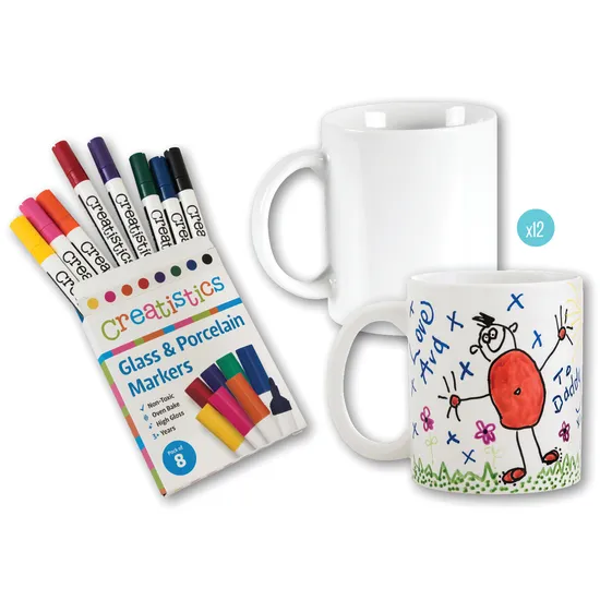 Porcelain Mugs & Markers Kit