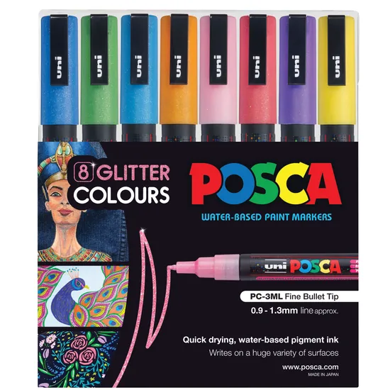 POSCA Marker Glitter Fine - Pack of 8 - Modern Teaching Aids NZ