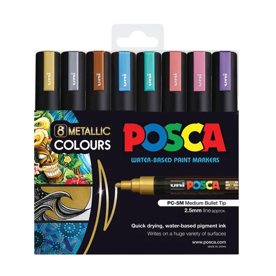 POSCA Marker Metallic Bullet - Pack of 8 - Modern Teaching Aids NZ