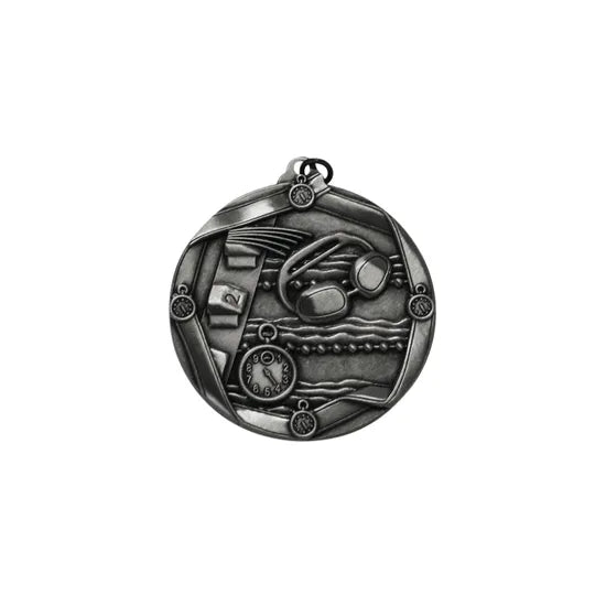 Swimming Medal 45mm Silver - Modern Teaching Aids NZ