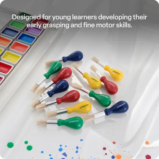 Creatistics Stubby Paint Brushes - Pack of 12 - Modern Teaching Aids NZ