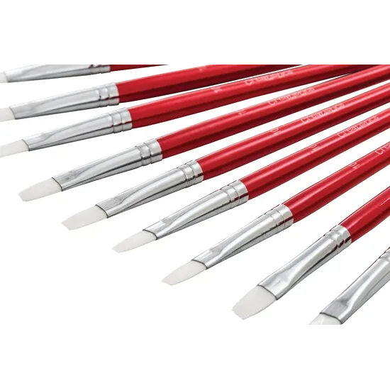Creatistics Taklon Flat Paint Brush Size 10- Pack of 12 - Modern Teaching Aids NZ