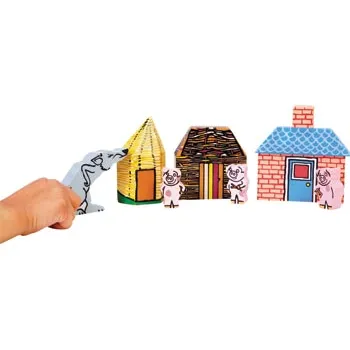 Wooden Three Little Pigs Figures