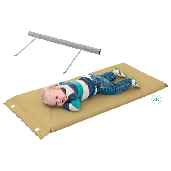 MTA Spaces - Wall Rack & 10 Mats - 2.5cm - Beige - Modern Teaching Aids NZ