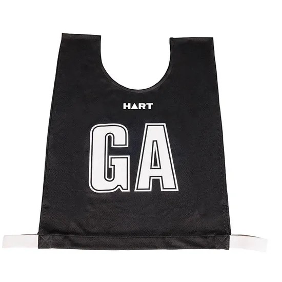 HART Mock Mesh Netball Bibs Snr - Black Bib/White Letters - Modern Teaching Aids NZ
