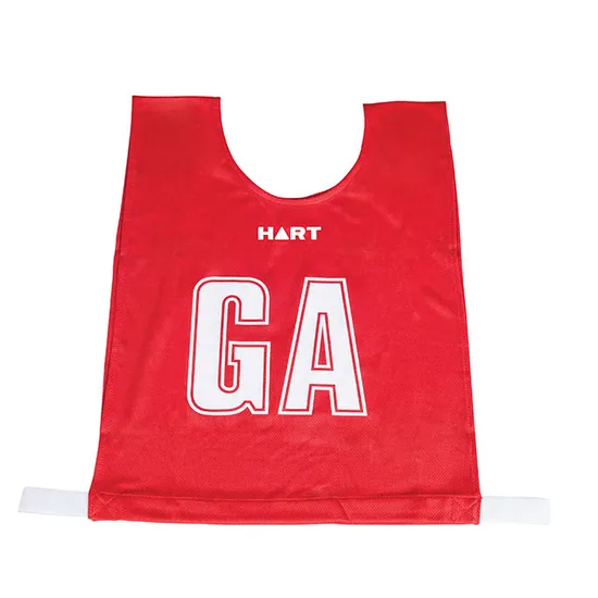 HART Mock Mesh Netball Bibs Snr - Red Bib/White Letters - Modern Teaching Aids NZ