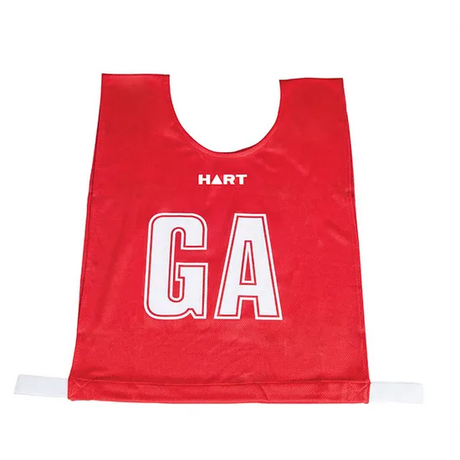HART Mock Mesh Netball Bibs Snr - Red Bib/White Letters - Modern Teaching Aids NZ