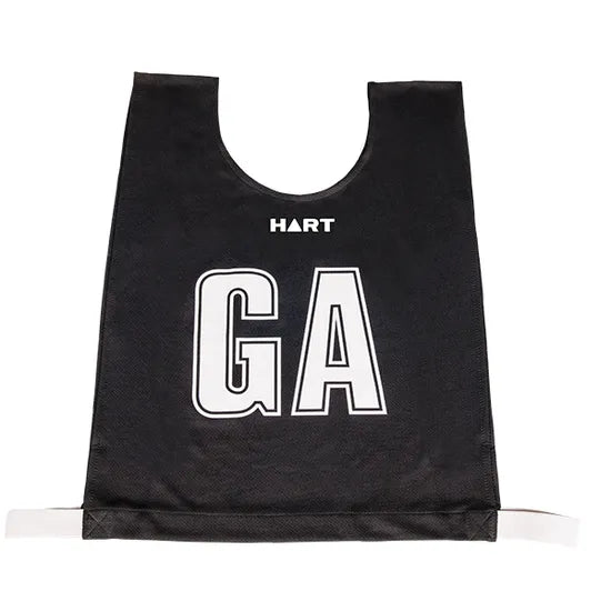 HART Mock Mesh Netball Bibs Jnr - Black Bib/White Letters - Modern Teaching Aids NZ