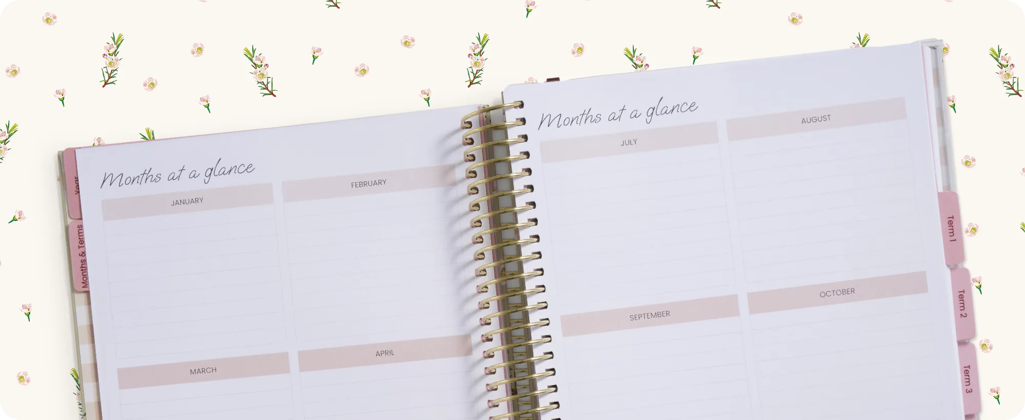 'At a glance' planning pages for long and short-term organisation. 