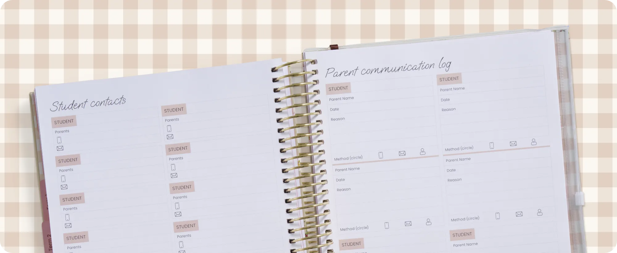 Dedicated pages for allergy plans, events & volunteers, professional development, stage budgets, student contacts, parent communication log and pupil checklists.  