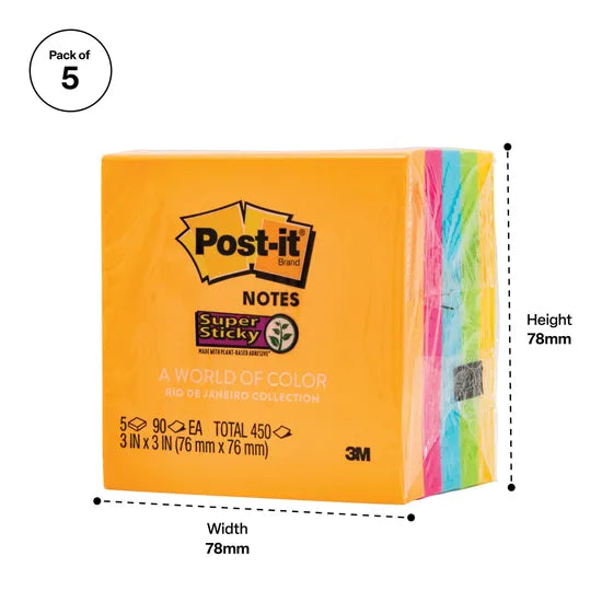 Post-it Notes Super Sticky PK5 - Modern Teaching Aids NZ