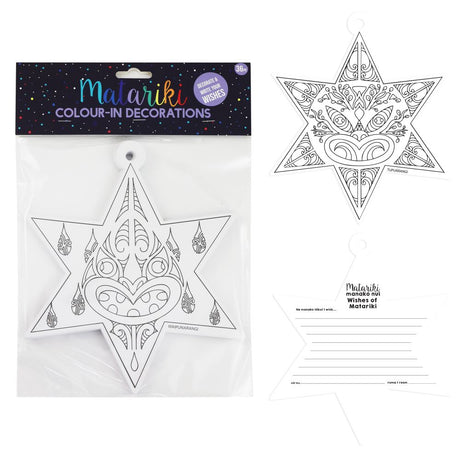 Matariki Colour-In Star Set incl. Dreams 25cm 36pc - Modern Teaching Aids NZ