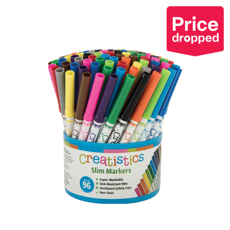 Creatistics Slim Coloured Felts - Tub of 96 - Modern Teaching Aids NZ