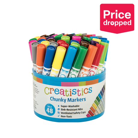 Creatistics Chunky Coloured Felts - Tub of 48 - Modern Teaching Aids NZ