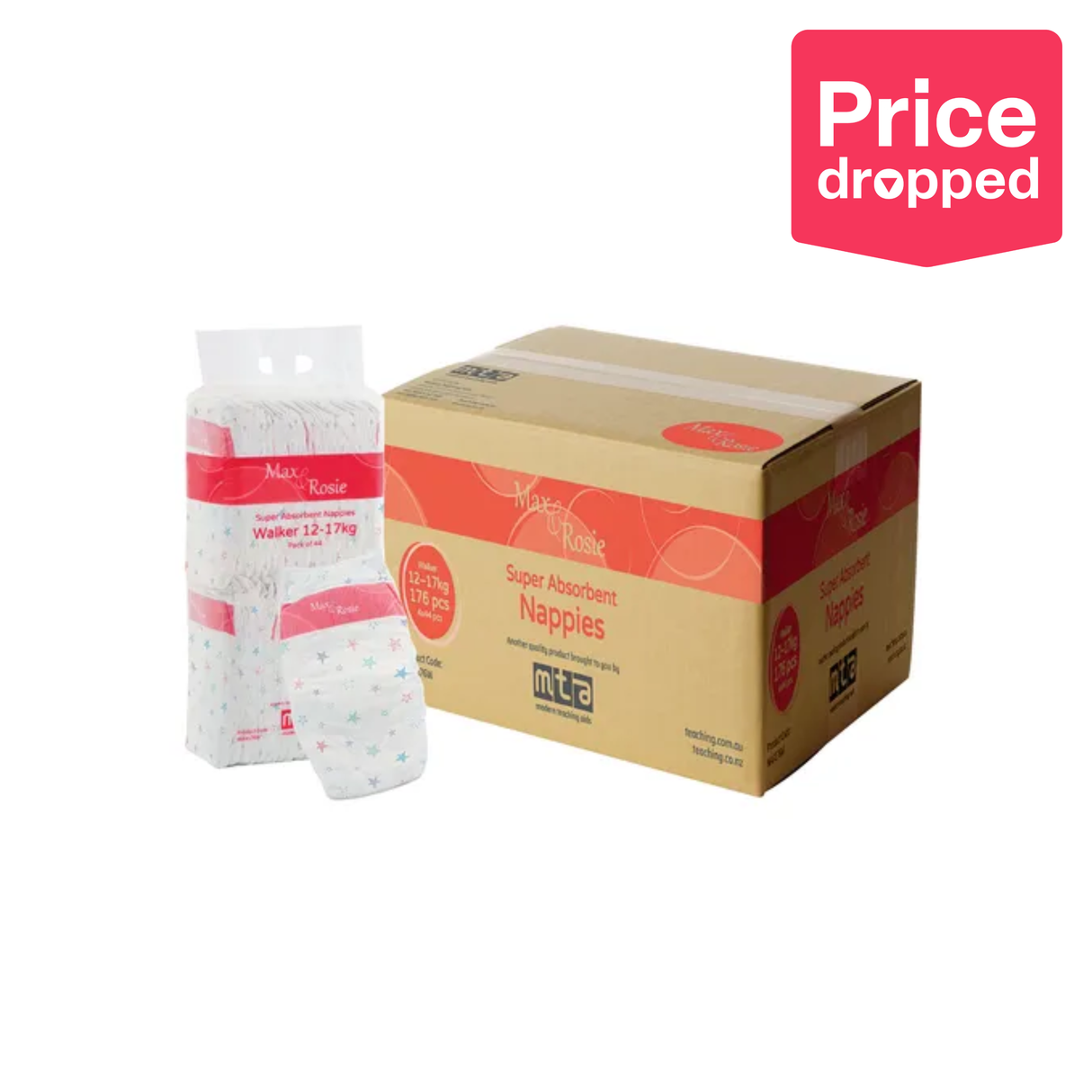 Max & Rosie Nappies - Walker, 12-17 kg, Pack of 176