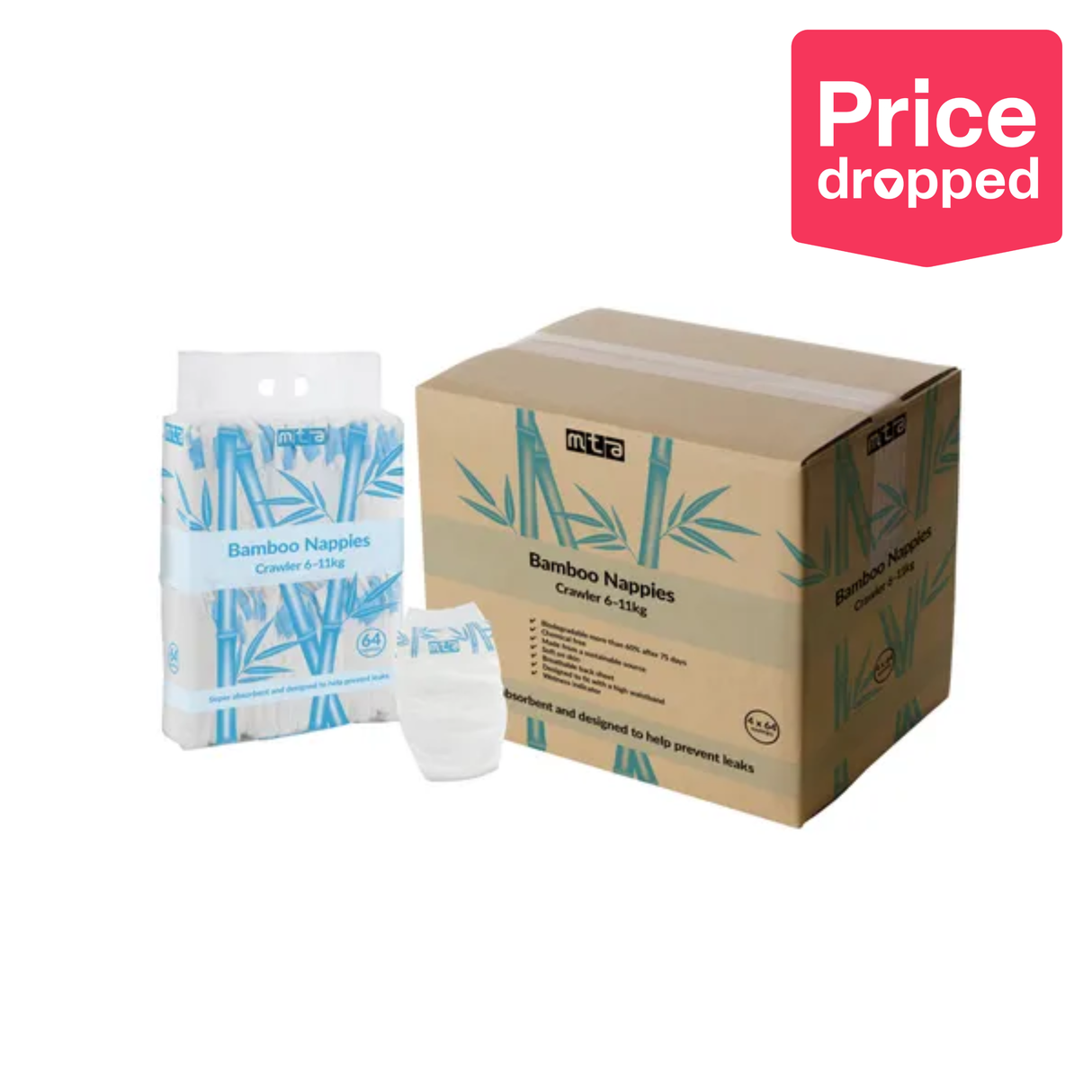 Bamboo Nappies - Crawler, 6-11 kg, Pack of 256