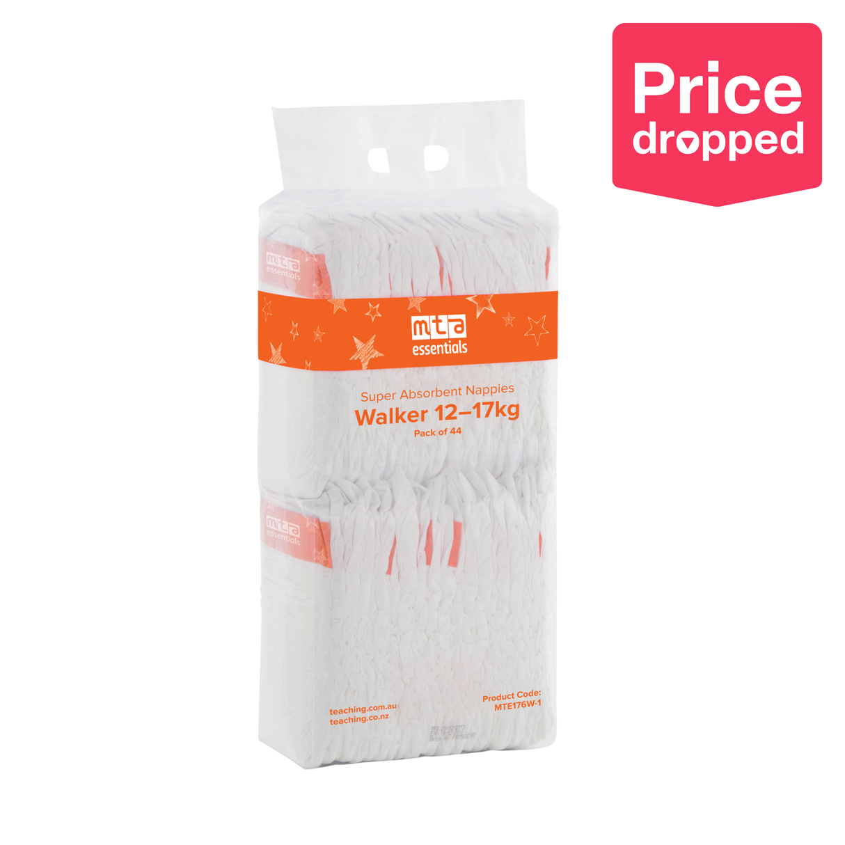 MTA Essentials Nappies - Walker, 12-17 kg, Pack of 44