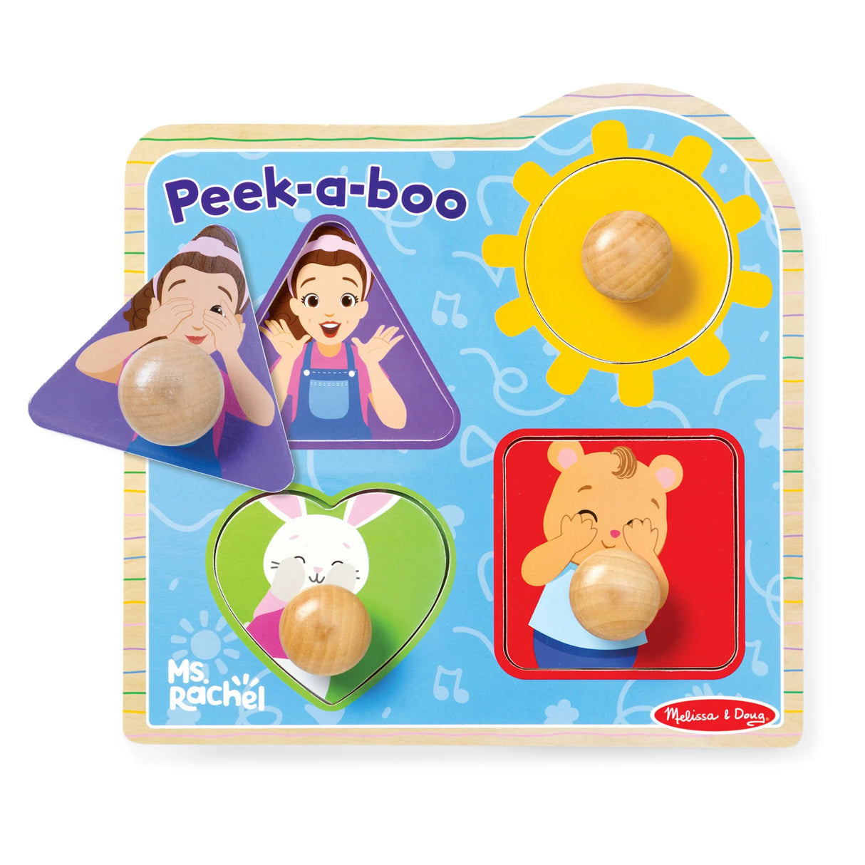 Ms Rachel Wooden Peek-A-Boo Jumbo Peg Puzzle