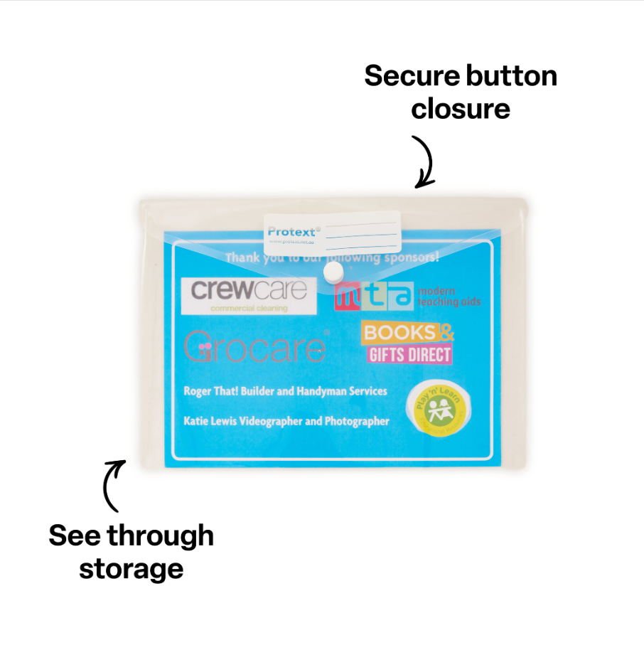 Protext A5 Button Document Wallet Clear